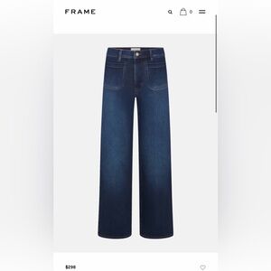 Nwt FRAME Le Pixie Slim Palazzo Dark Indigo Jeans